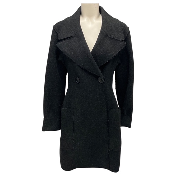 CHRISTIAN DIOR CHARCOAL GREY DOUBLE BREASTED WOOL COAT - Picture 1 of 5